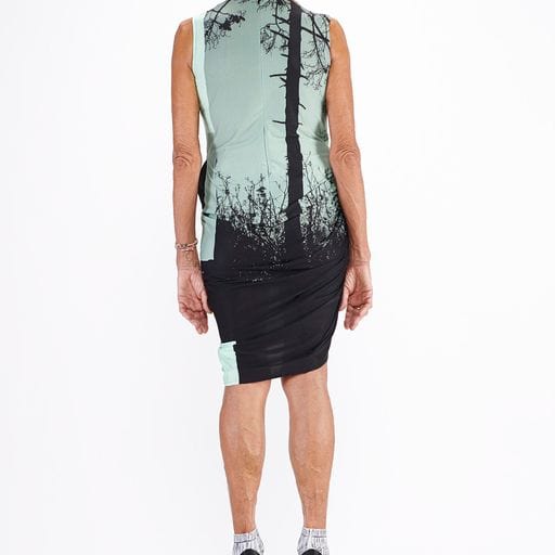 Dress Barbara Bologna BB Piega Dress Mint Graphic Asymmetric White Smoke