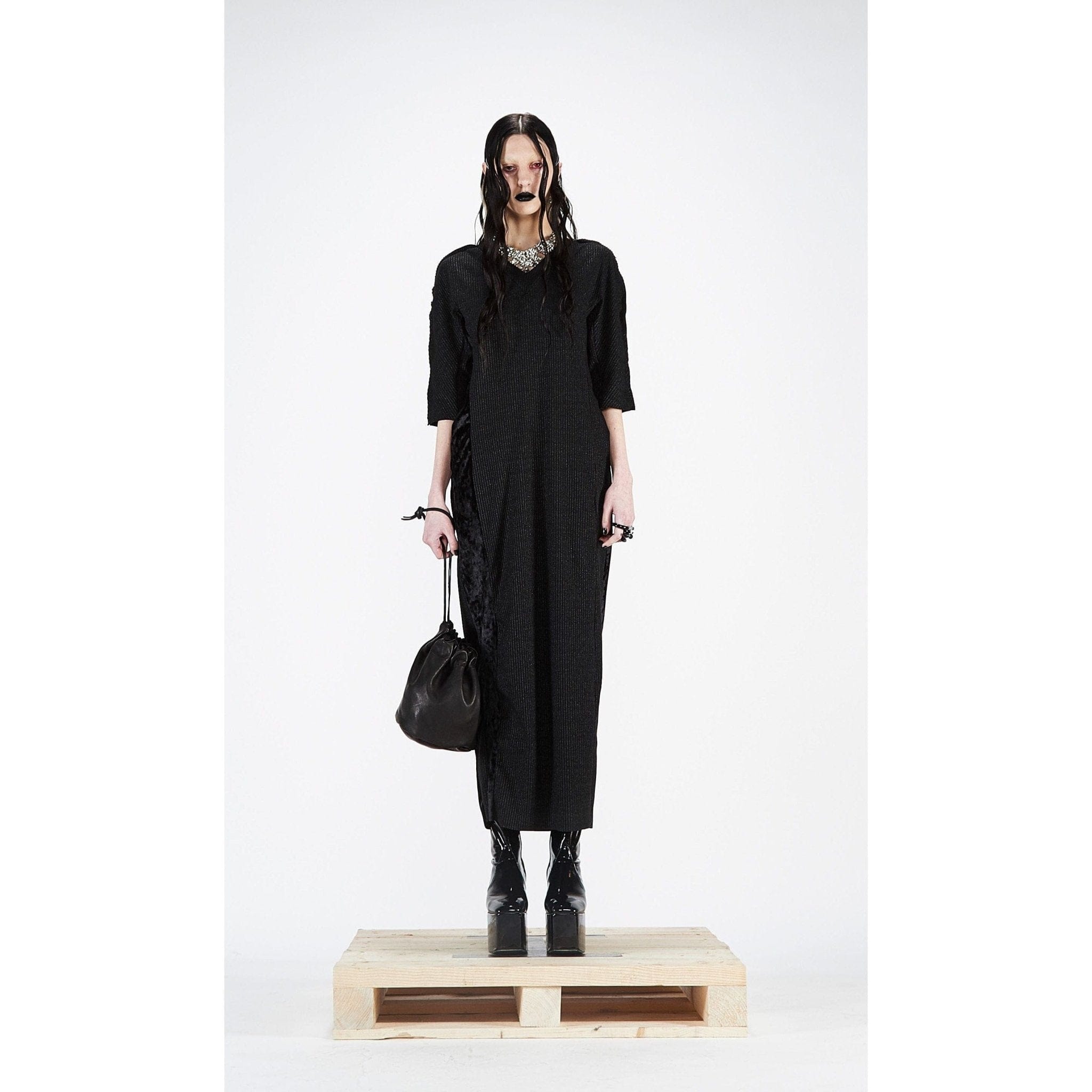 Dresses Barbara Bologna Tube Side Dress Black Polyester Draped Black