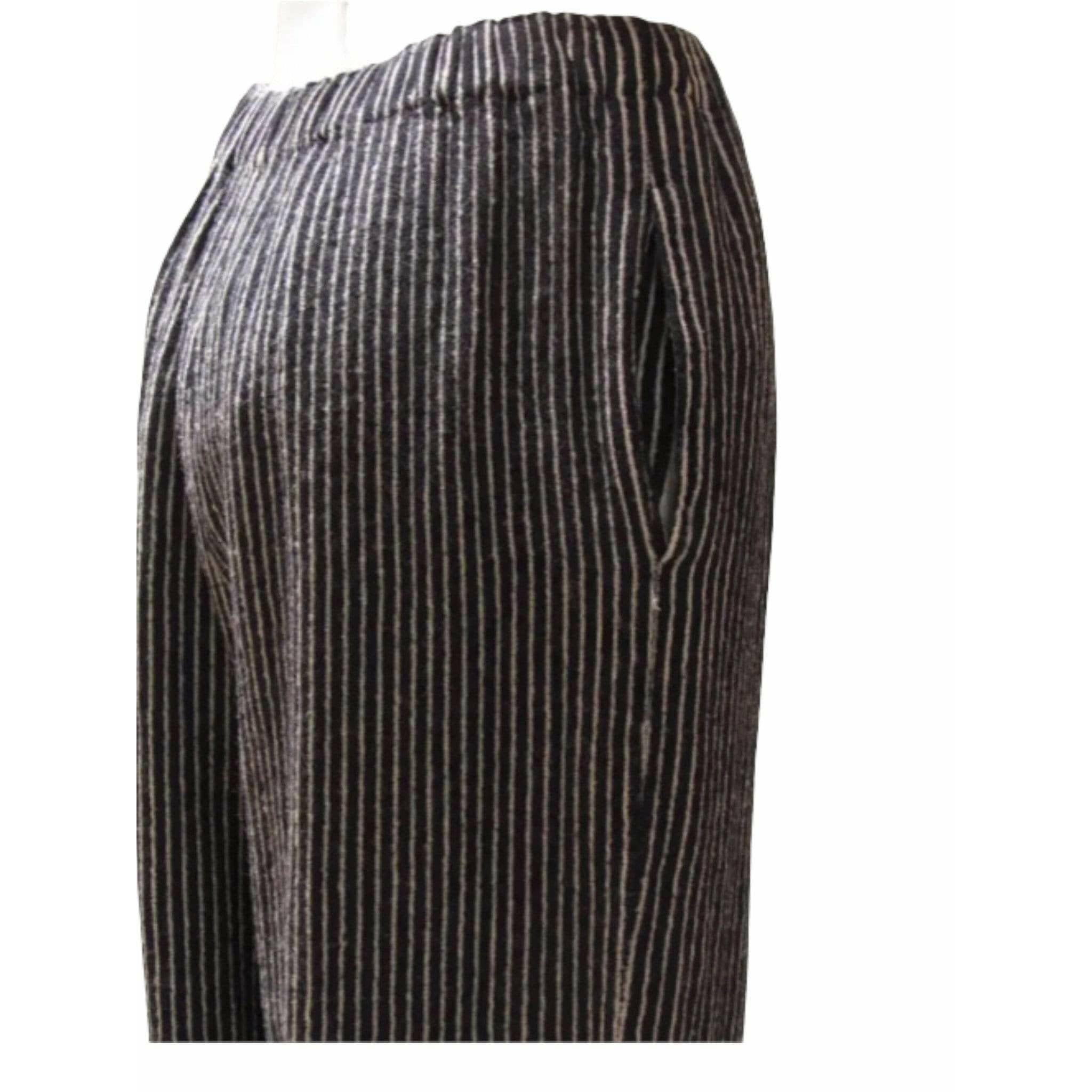 Pants Comme des Garçons Wide Leg Pants - Navy Pinstripe Wool Dark Slate Gray