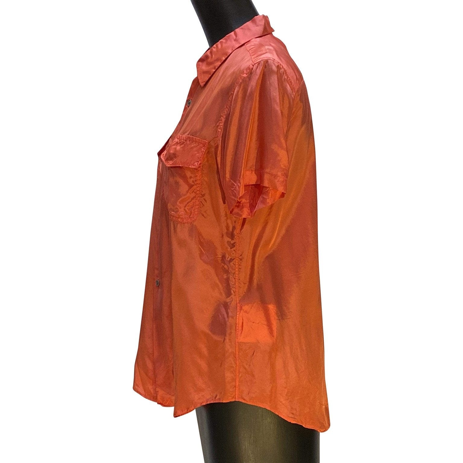 Shirt Comme des Garçons Button Down - Coral Rayon Short Sleeve Sienna