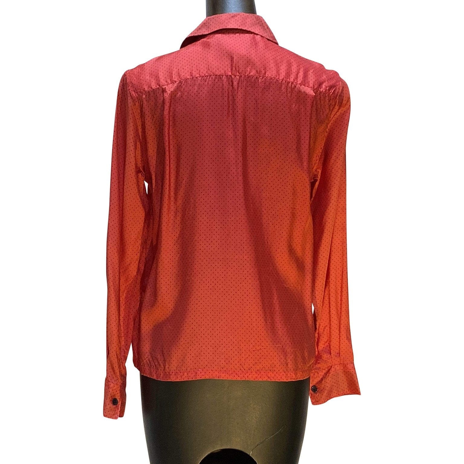 shirts CDG Button Down Top - Coral Polka Dot Rayon Brown