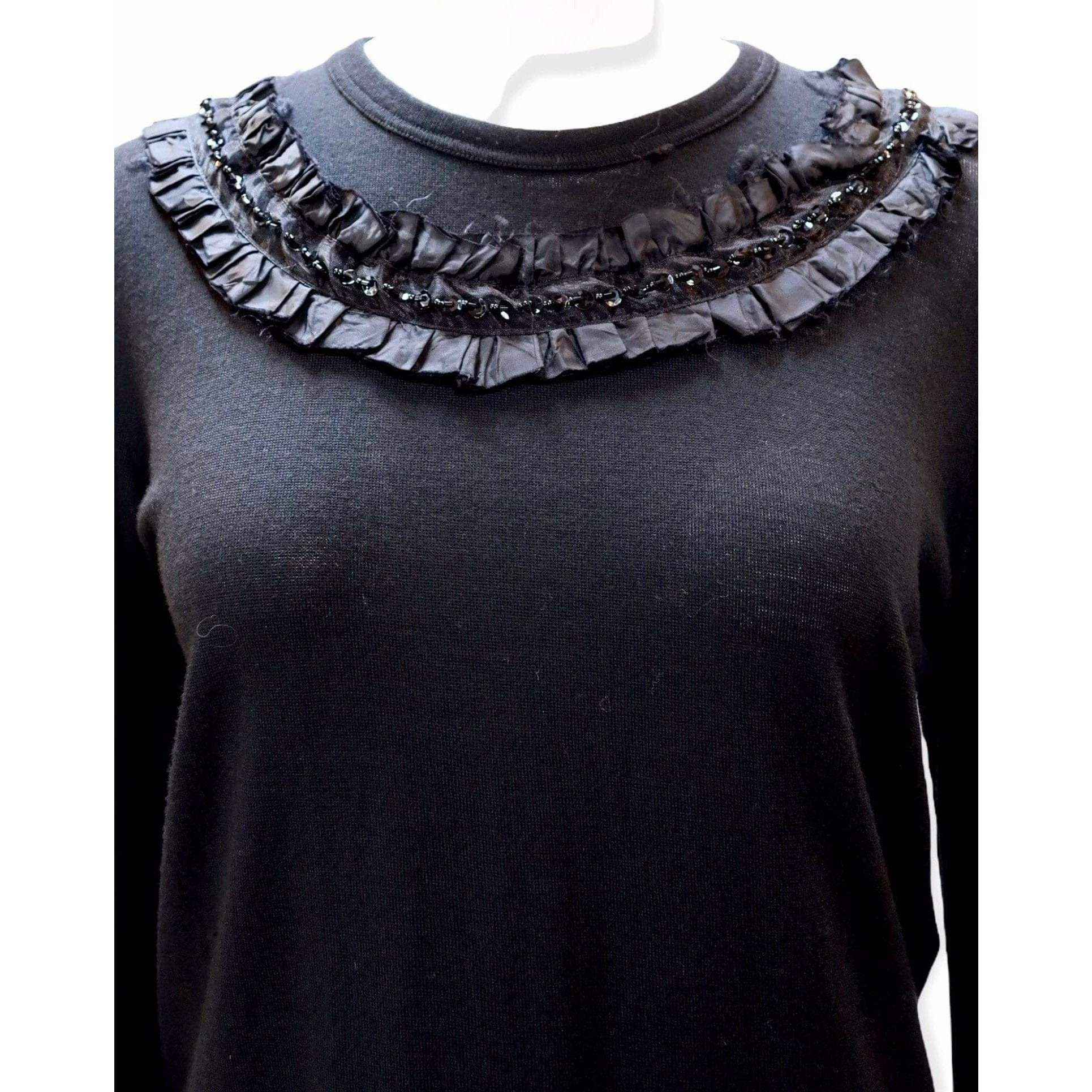 Shirts & Tops Comme des Garçons Sequin Top - Black Wool Ruffle Black