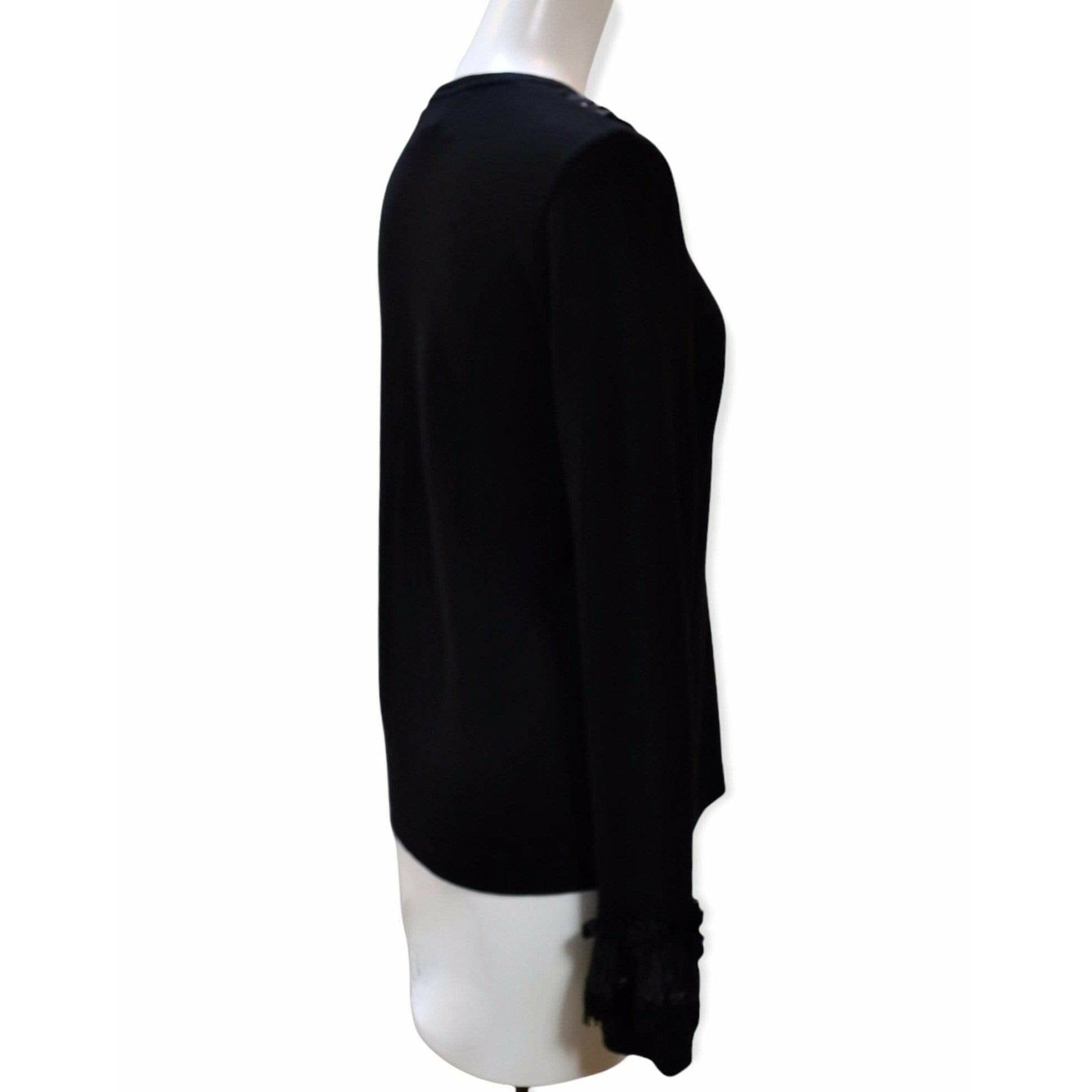 Shirts & Tops Comme des Garçons Sequin Top - Black Wool Ruffle Light Gray