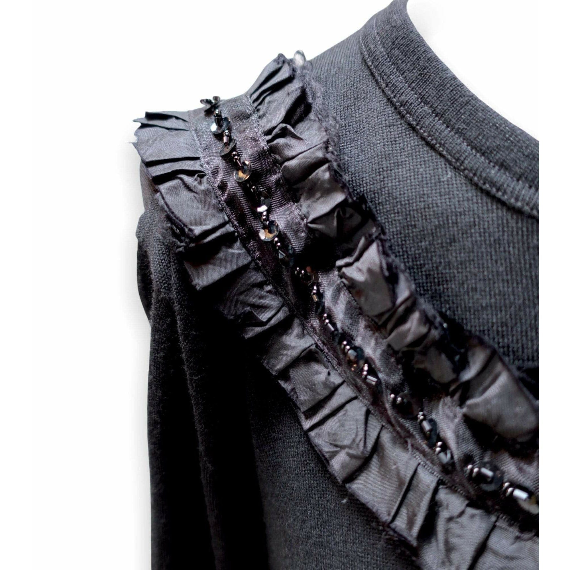 Shirts & Tops Comme des Garçons Sequin Top - Black Wool Ruffle Dark Slate Gray