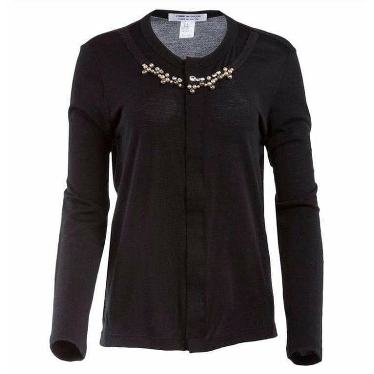 Shirts & Tops Comme des Garçons Wool Cardigan - Black Pearl Embellished Black