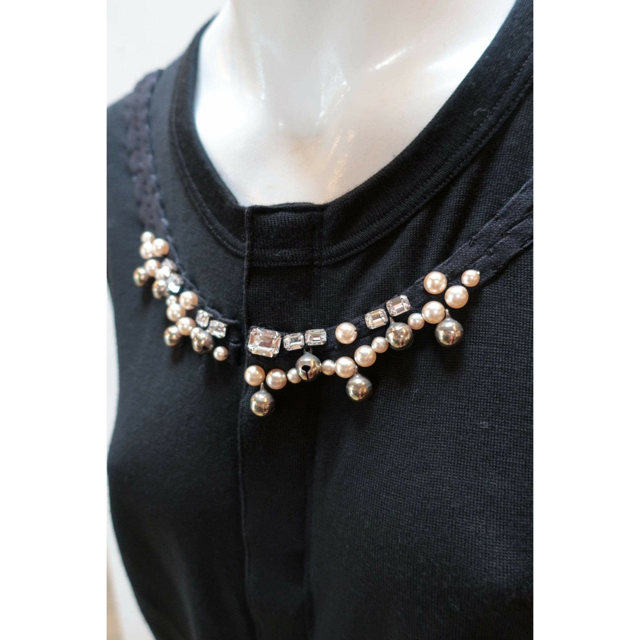 Shirts & Tops Comme des Garçons Wool Cardigan - Black Pearl Embellished Light Gray