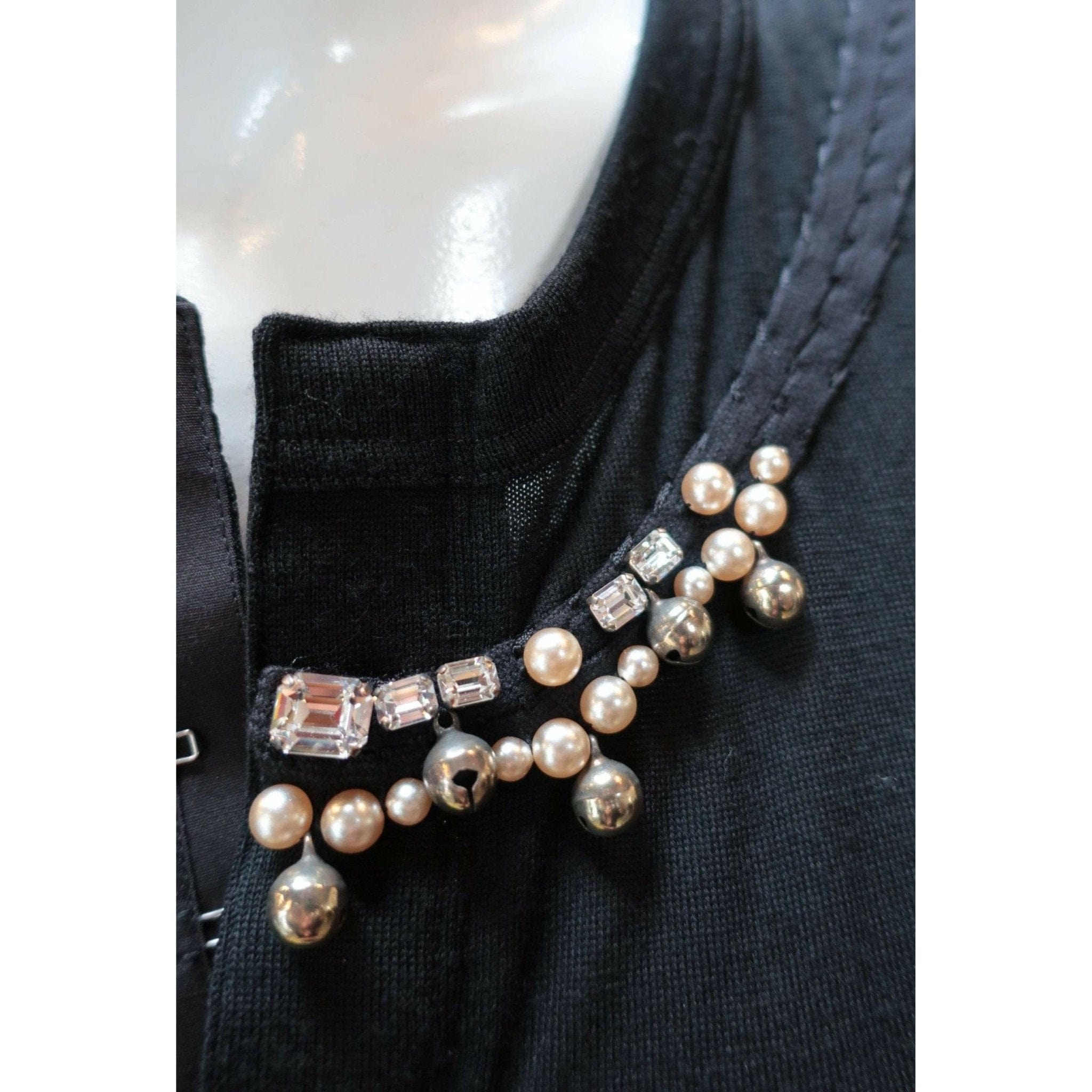 Shirts & Tops Comme des Garçons Wool Cardigan - Black Pearl Embellished Light Gray