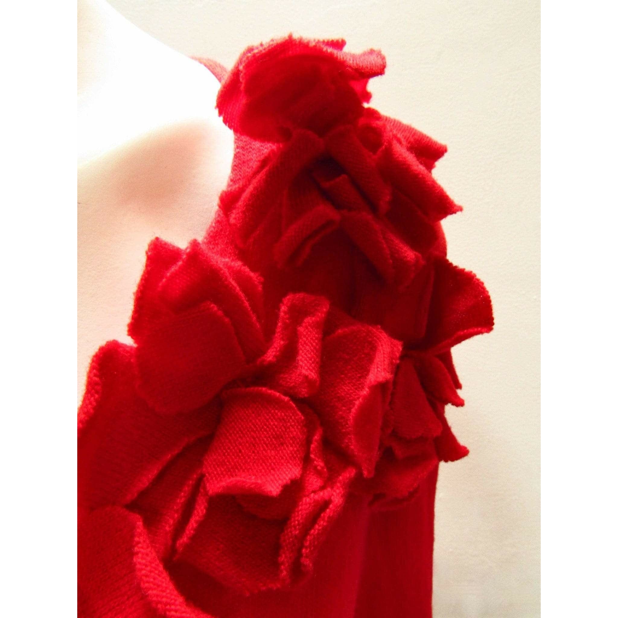 Shirts & Tops Comme Des Garçons Flower Sweater - Red Lambswool V-Neck Bisque