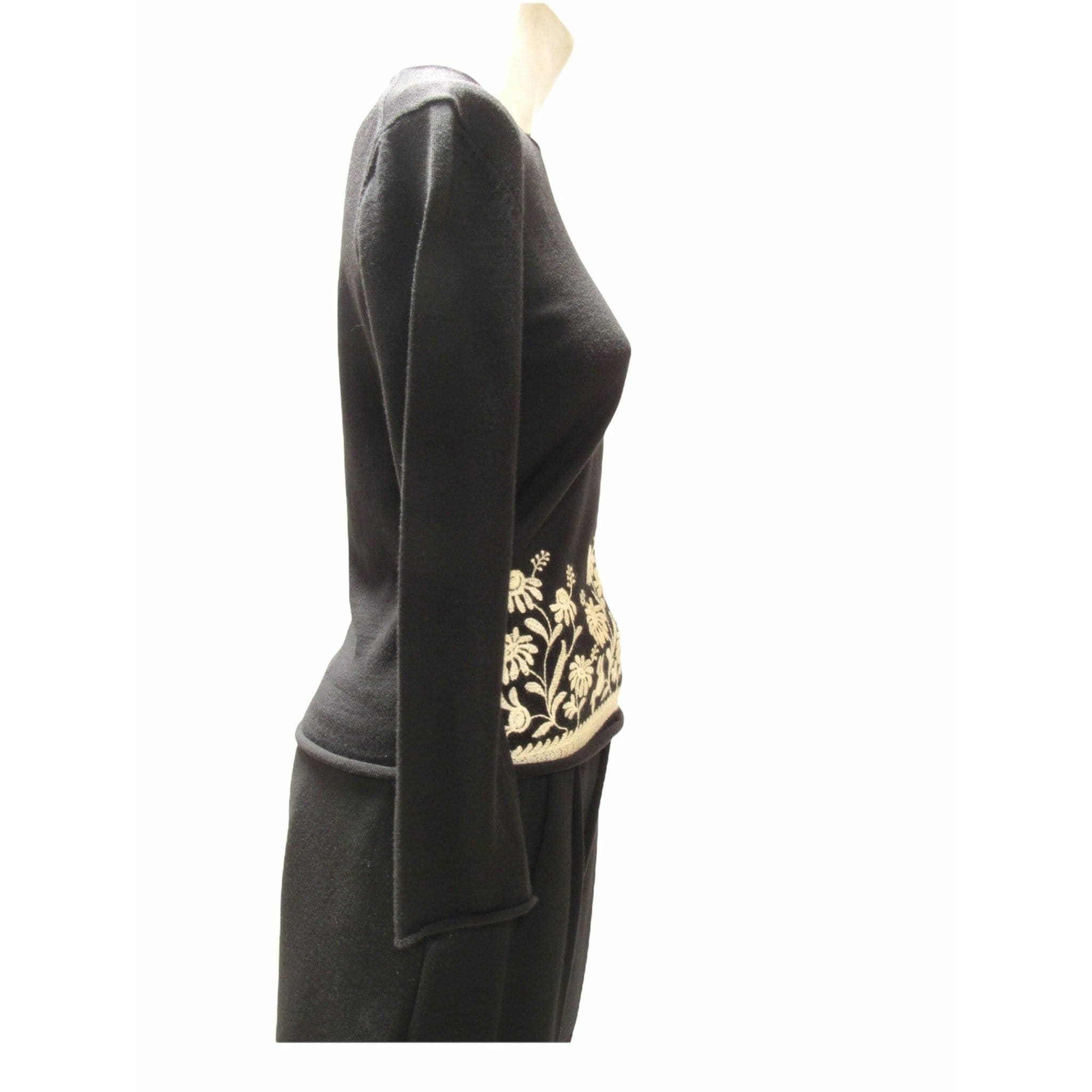 Shirts & Tops Comme des Garçons Knit Top - Black Floral Long Sleeve Dark Slate Gray