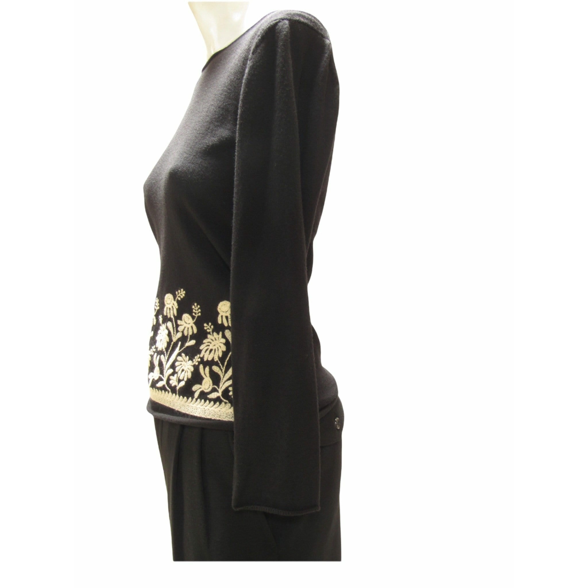 Shirts & Tops Comme des Garçons Knit Top - Black Floral Long Sleeve Dark Slate Gray