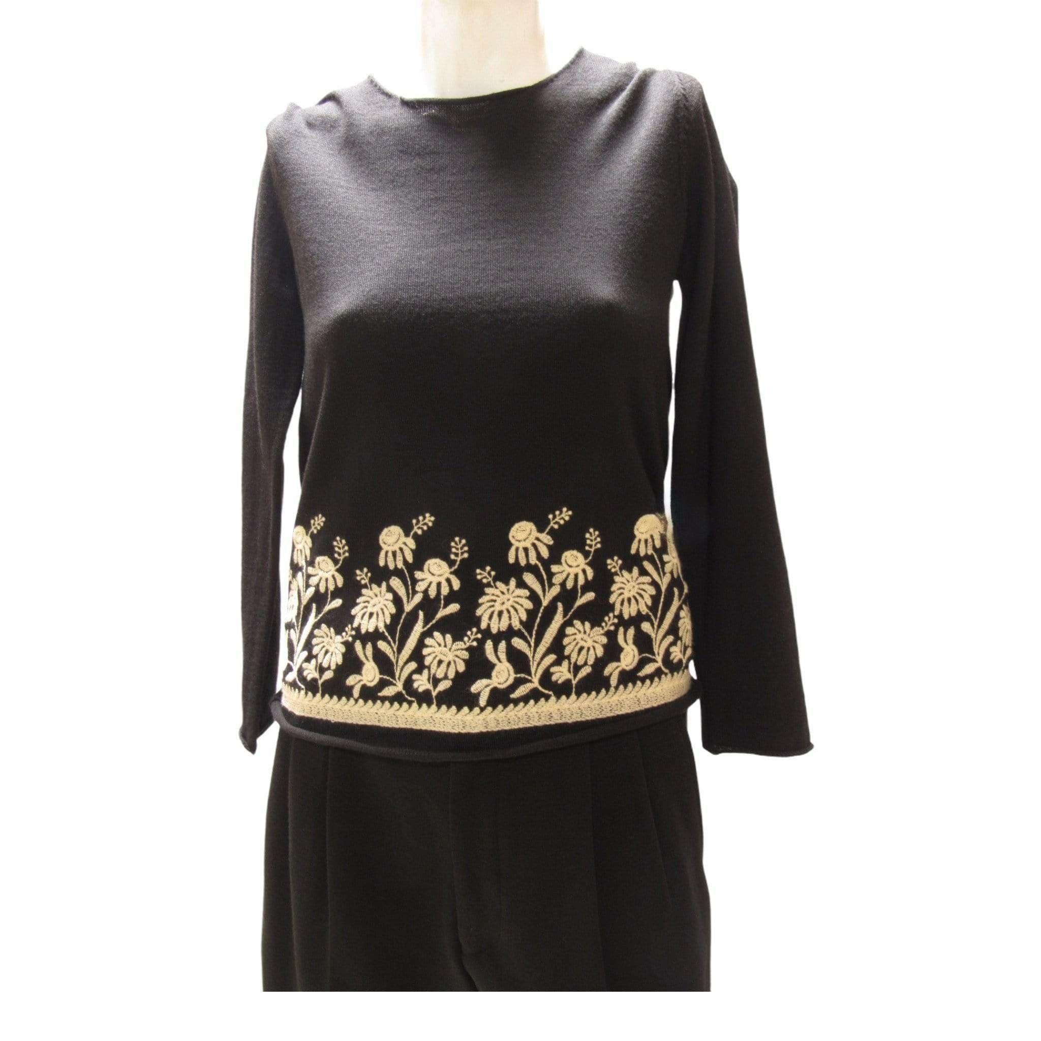 Shirts & Tops Comme des Garçons Knit Top - Black Floral Long Sleeve Dark Slate Gray