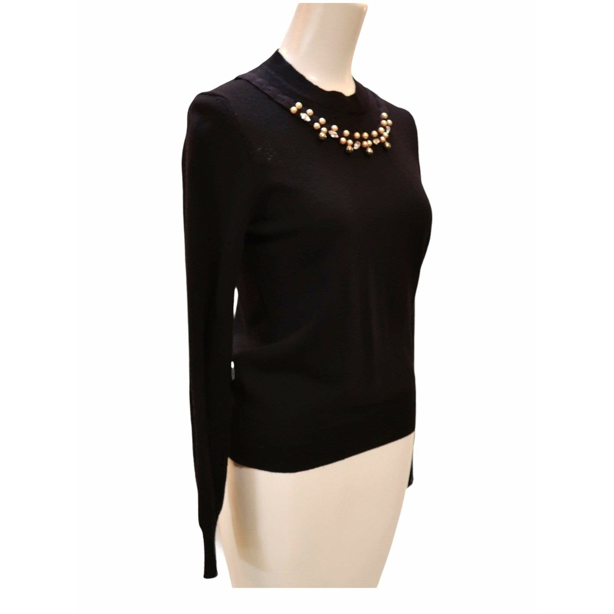 Shirts & Tops Comme des Garçons Embellished Sweater - Black Wool Mock Neck Black