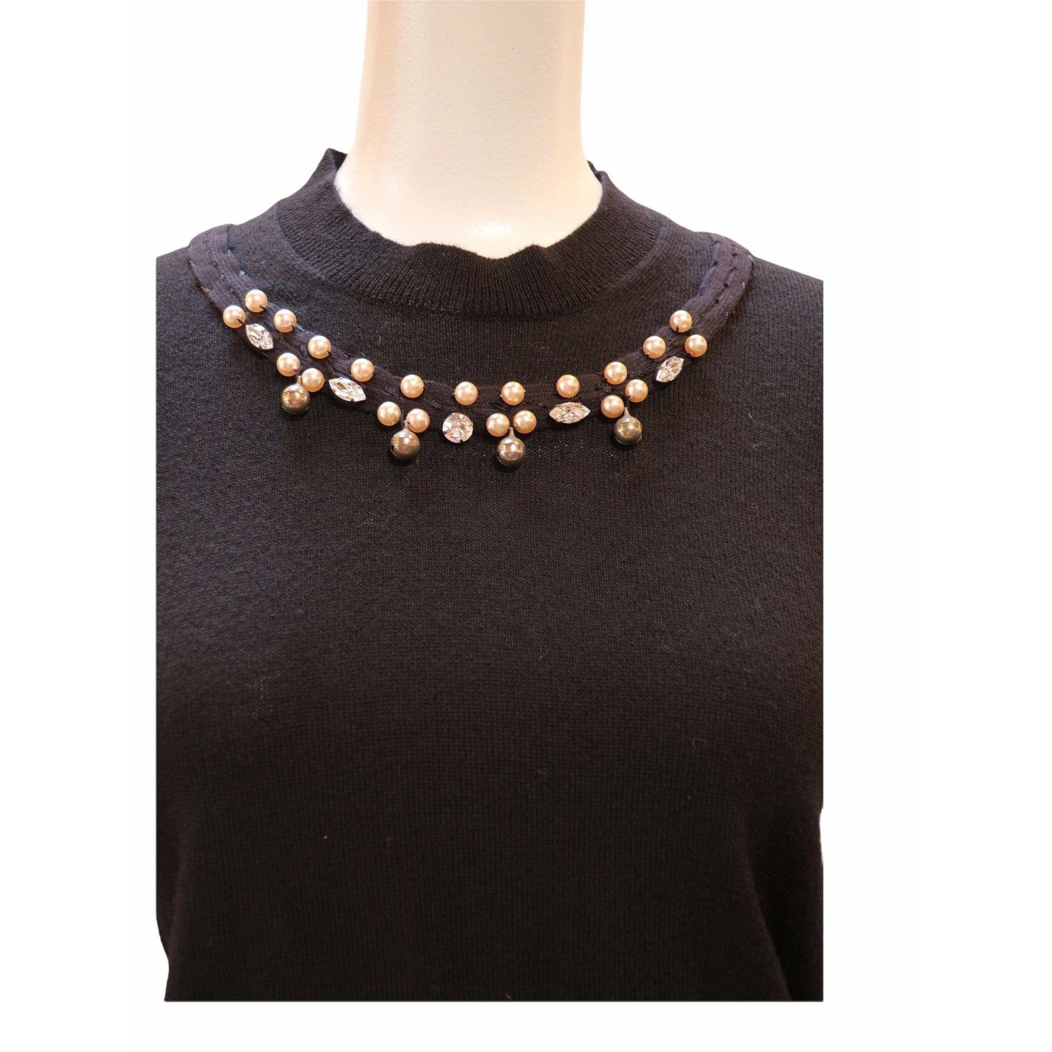 Shirts & Tops Comme des Garçons Embellished Sweater - Black Wool Mock Neck Dark Slate Gray