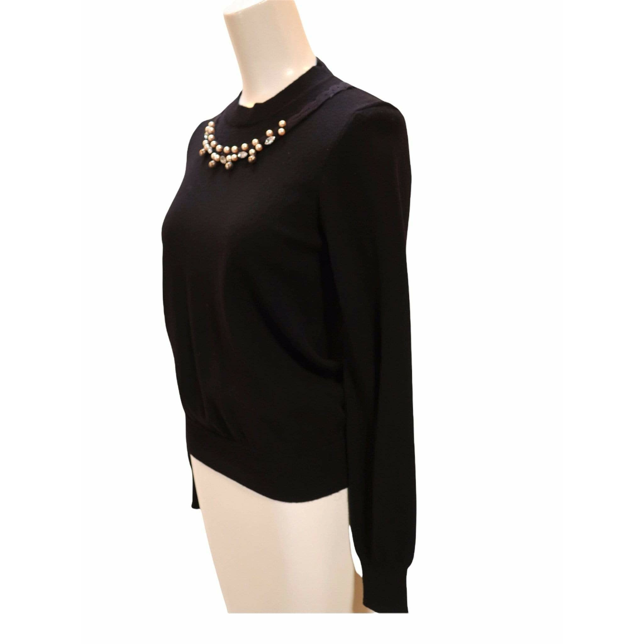 Shirts & Tops Comme des Garçons Embellished Sweater - Black Wool Mock Neck Wheat
