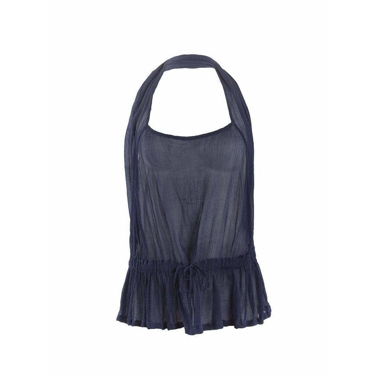 Shirts & Tops COMME DES GARÇONS Halter Top - Navy Sheer Cotton Dark Slate Gray