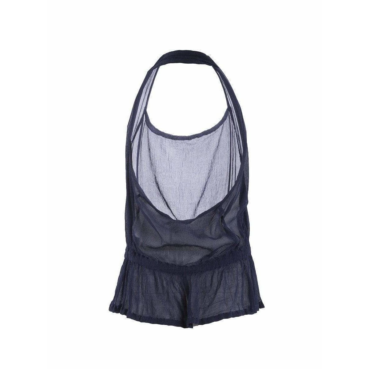 Shirts & Tops COMME DES GARÇONS Halter Top - Navy Sheer Cotton Dark Slate Gray