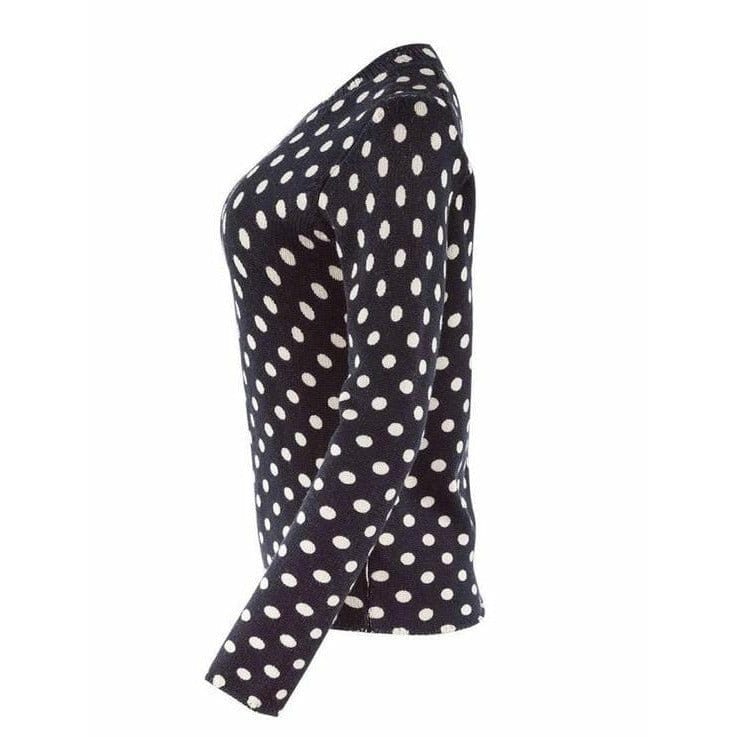 Shirts & Tops Comme Des Garçons Polka Dot Sweater - Navy Cotton V-Neck Dark Slate Gray