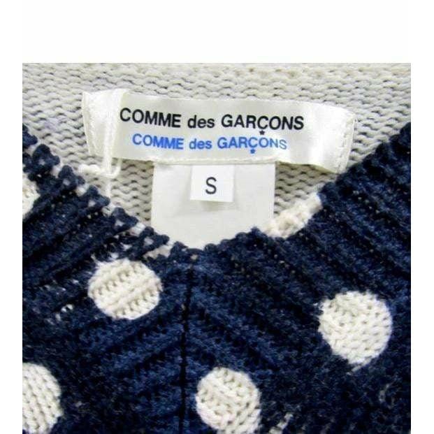 Shirts & Tops Comme Des Garçons Polka Dot Sweater - Navy Cotton V-Neck Black