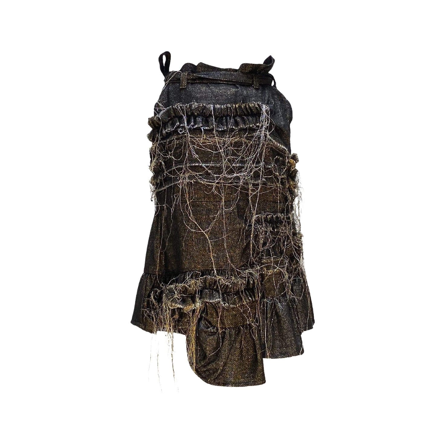 Skirts Comme des Garçons Belted Skirt - Black Mohair Frayed Dark Slate Gray