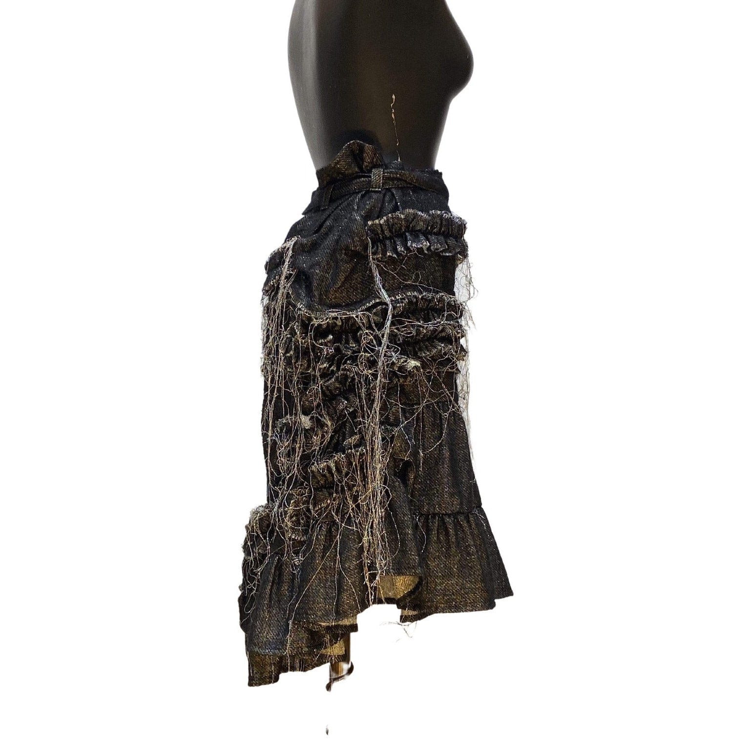 Skirts Comme des Garçons Belted Skirt - Black Mohair Frayed Black