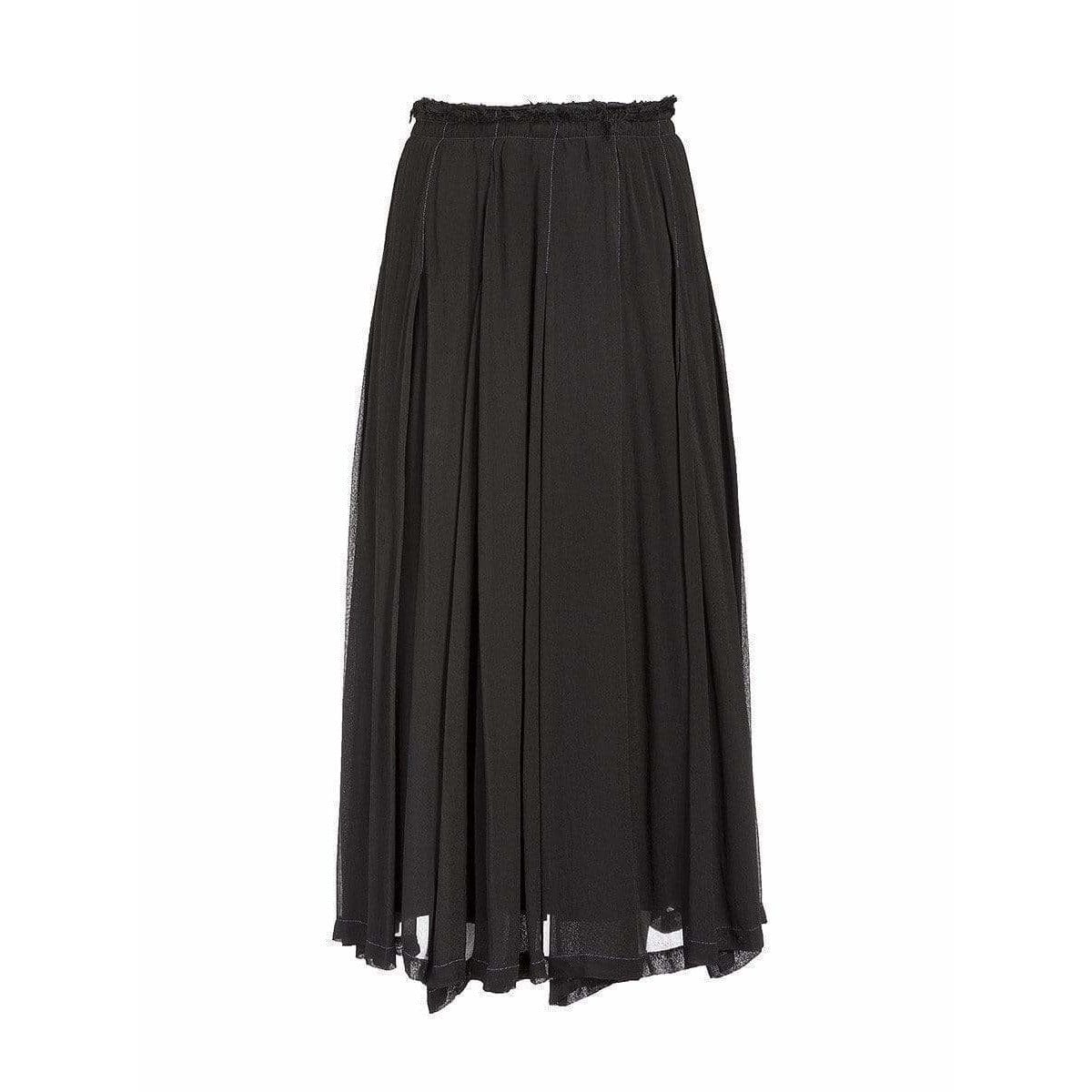 Skirts CDG Pleated Maxi Skirt - Charcoal Crepe Silk Dark Slate Gray