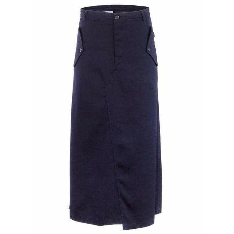 Skirts Comme Des Garçons Asymmetric Skirt - Navy Wool Maxi Dark Slate Gray