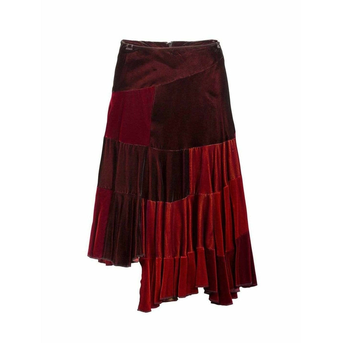 Skirts Comme des Garçons Velvet Skirt - Red Asymmetric Patchwork Black