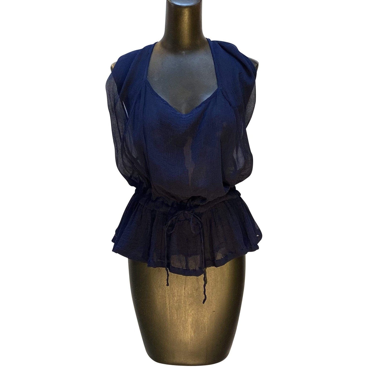 Top Comme des Garçons Silk Halter Top - Navy Sheer Crinkled Dark Slate Gray