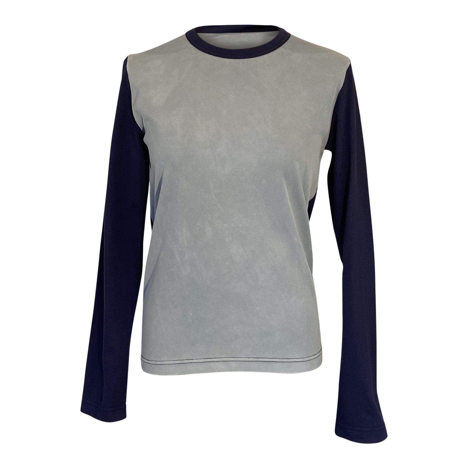 Women Top Comme des Garçons Two-Tone Top - Navy Blue Long Sleeve Dark Gray