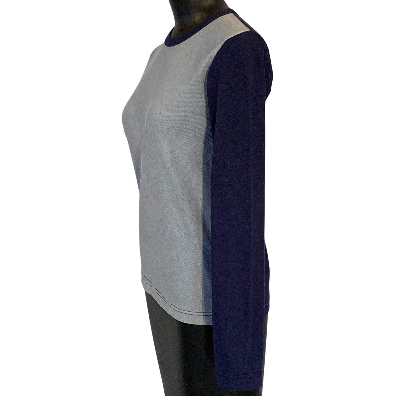 Women Top Comme des Garçons Two-Tone Top - Navy Blue Long Sleeve Black