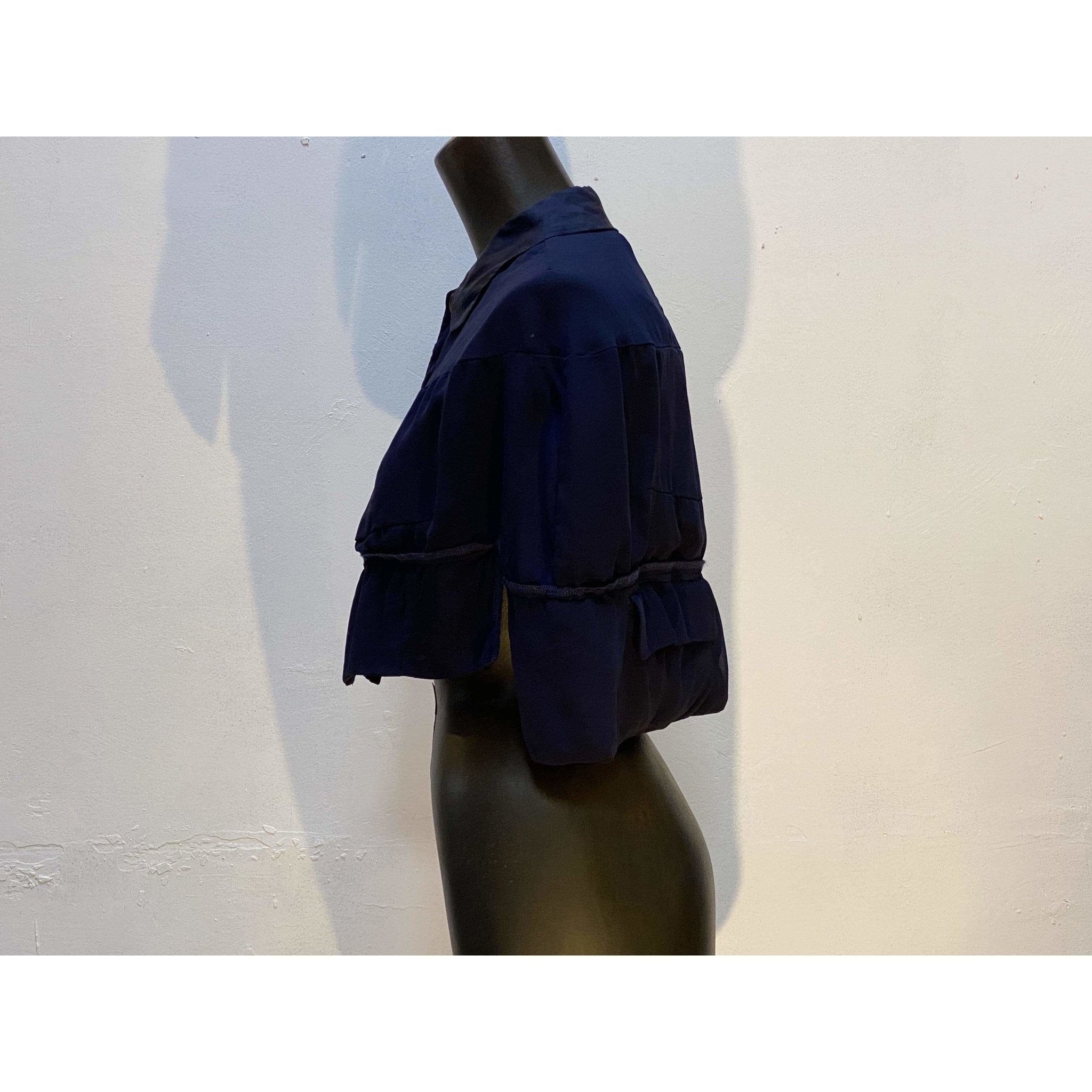 Shirts & Tops Comme des Garçons Short Cape - Navy Silk Georgette Gray