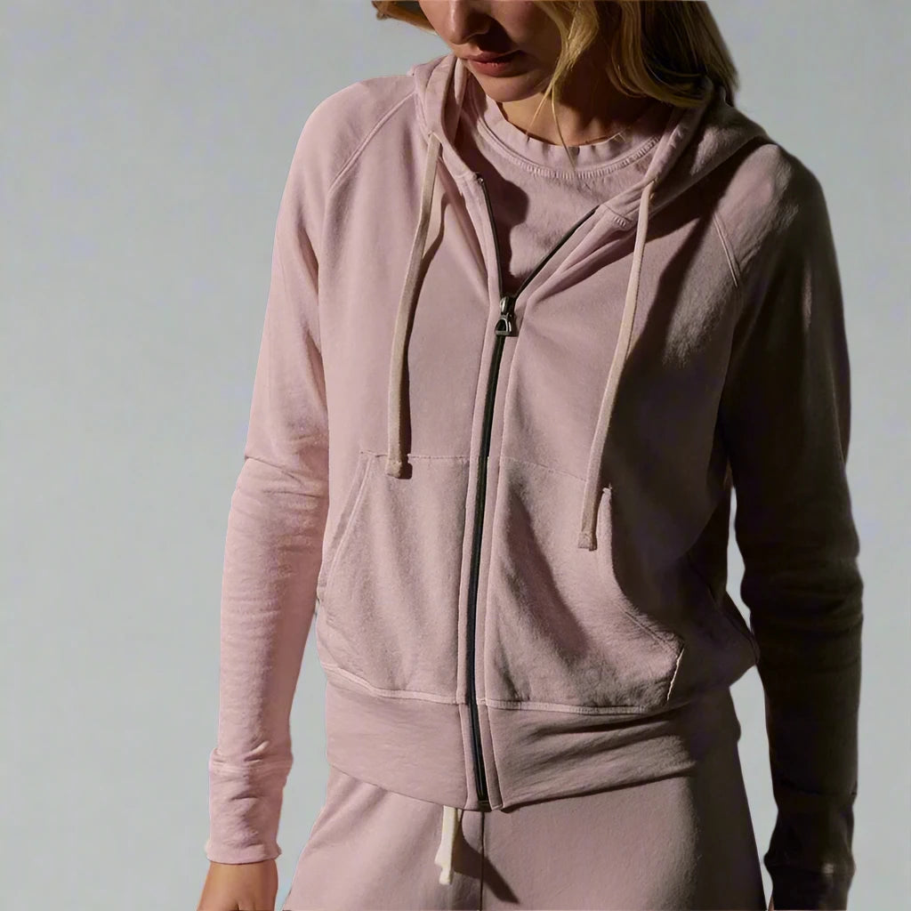 Coats & Jackets James Perse Vintage French Terry Zip Up Hoody - Relaxed Fit Cotton Rosy Brown