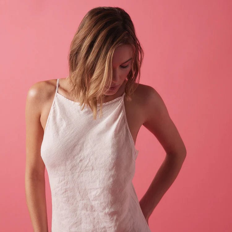 Dresses James Perse Linen Cami Dress - Bias Cut Garment Dyed Pale Violet Red