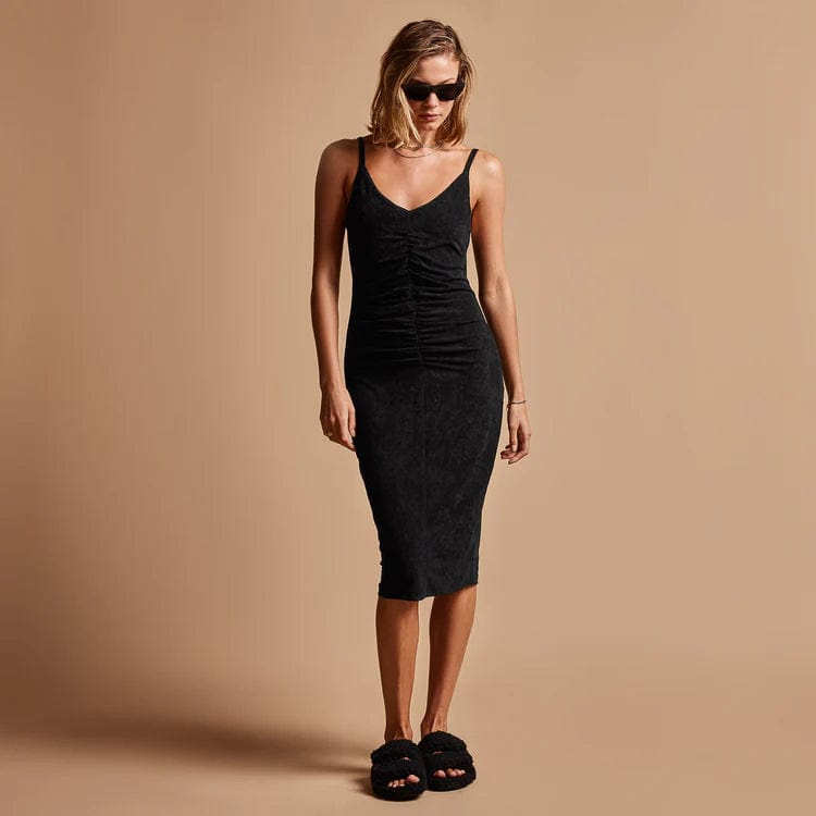 Dresses James Perse Velvet Ruched Cami Dress - Fitted Stretch Velvet Rosy Brown