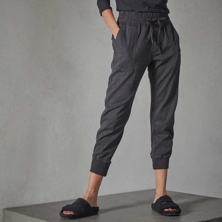 Pants James Perse Mixed Media Pant - Cotton Elastic Waist Light Slate Gray