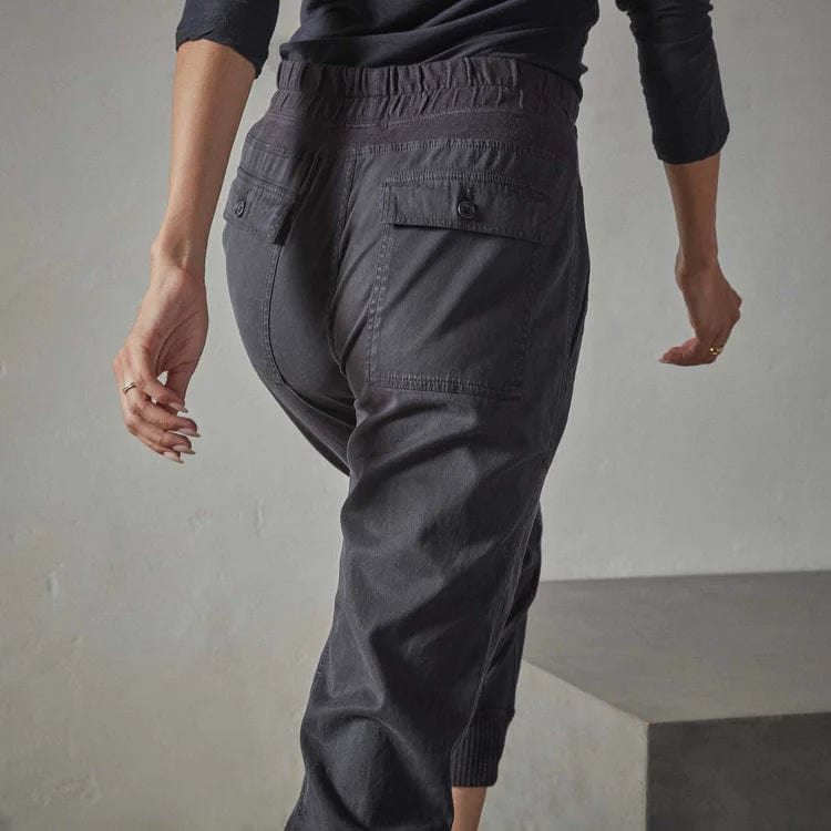 Pants James Perse Mixed Media Pant - Cotton Elastic Waist Light Slate Gray