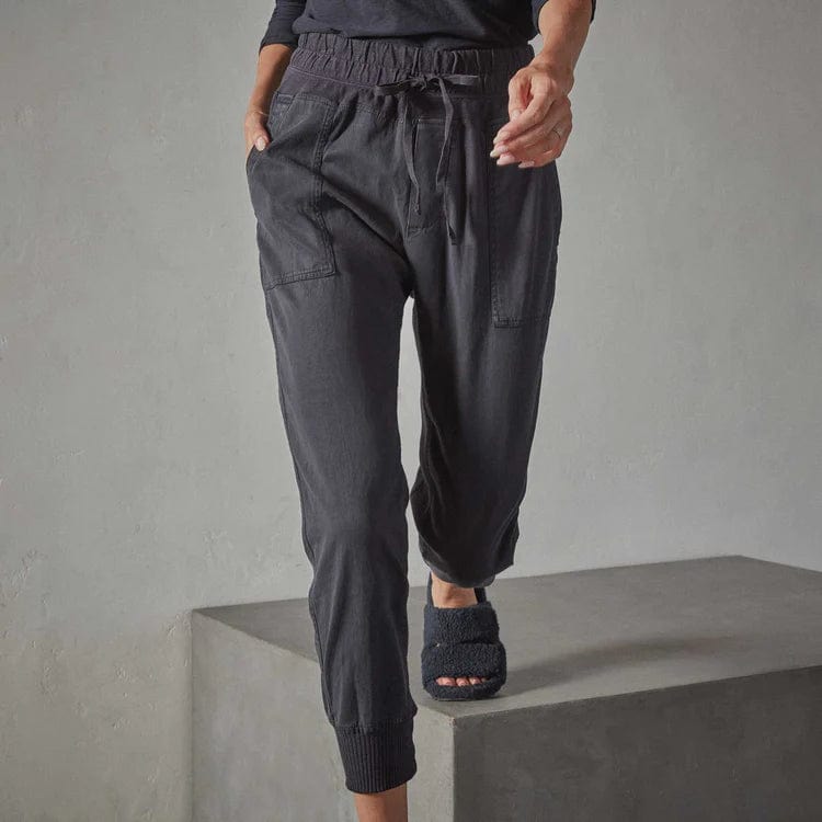 Pants James Perse Mixed Media Pant - Cotton Elastic Waist Light Slate Gray