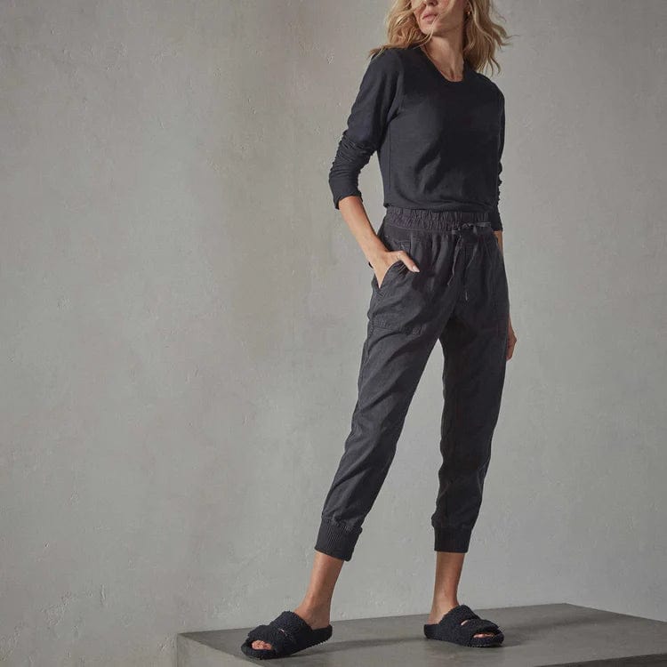 Pants James Perse Mixed Media Pant - Cotton Elastic Waist Light Slate Gray