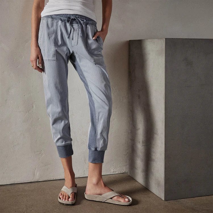 Pants James Perse Mixed Media Pant - Cotton Elastic Waist Dim Gray