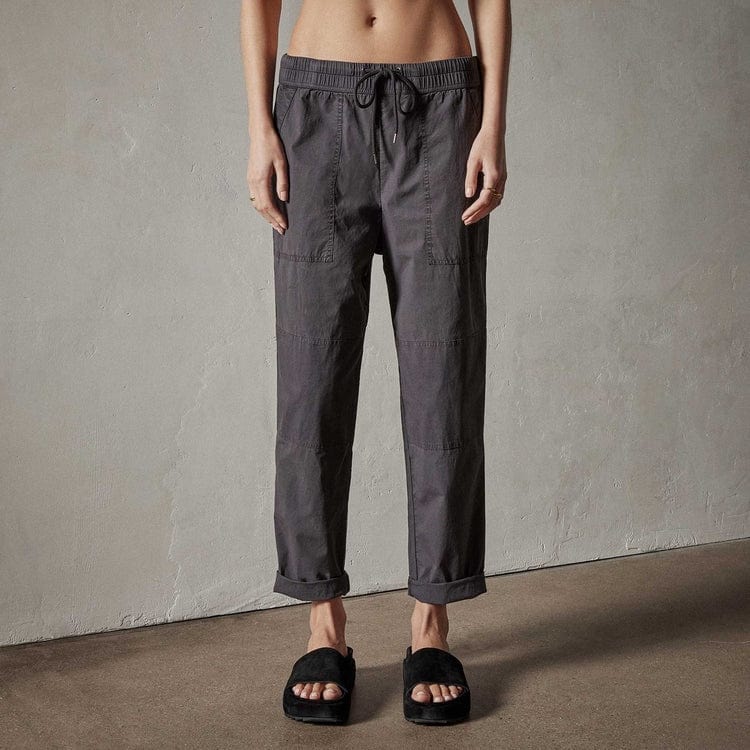 Pants James Perse Patched Pull On Pant - Cotton Blend Twill Dark Gray