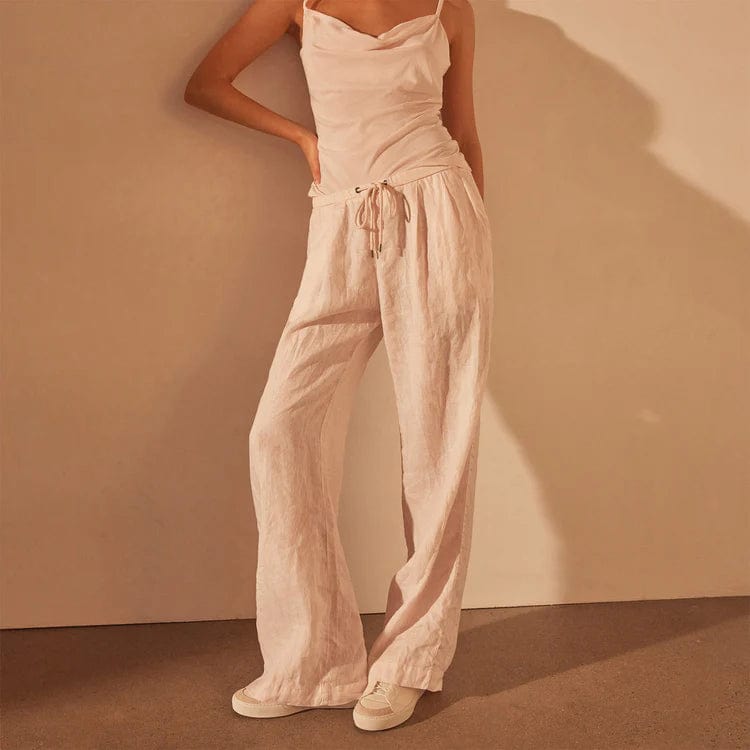 Pants James Perse Wide Leg Relaxed Linen Pant - Garment Dyed Rosy Brown