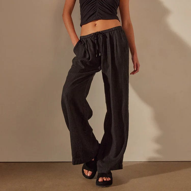 Pants James Perse Wide Leg Relaxed Linen Pant - Garment Dyed Dim Gray
