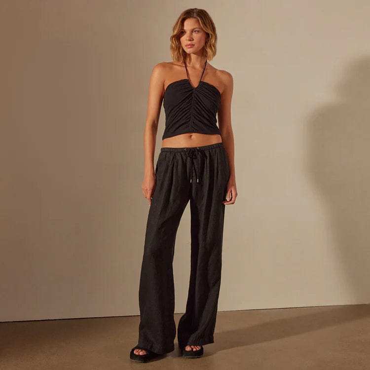 Pants James Perse Wide Leg Relaxed Linen Pant - Garment Dyed Dim Gray