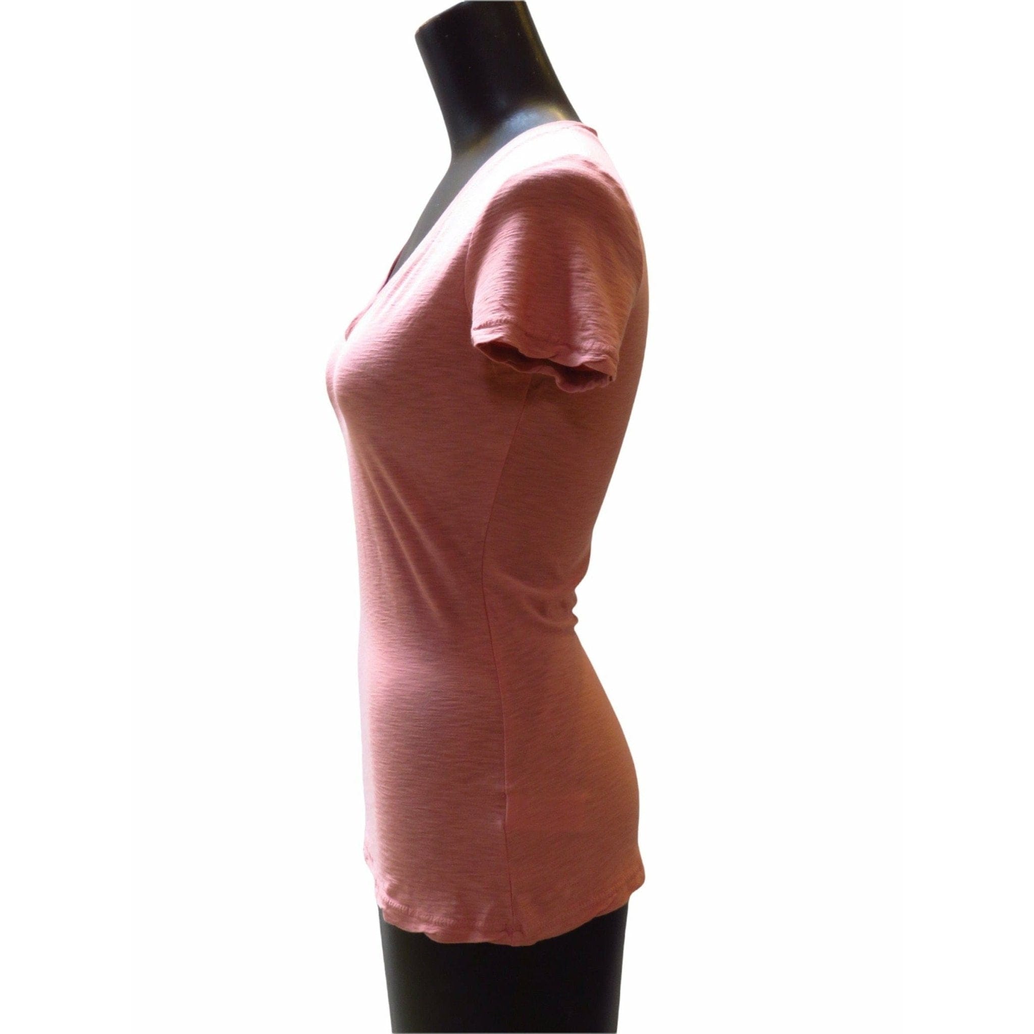 Shirts & Tops James Perse Casual V-Neck Tee - Cotton Slub Top Saddle Brown