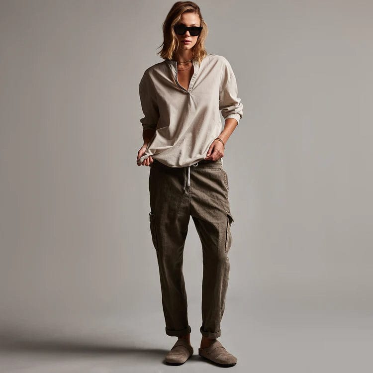 Shirts & Tops James Perse Bison Tunic Shirt - Lightweight Cotton 3/4 Sleeve Dark Gray
