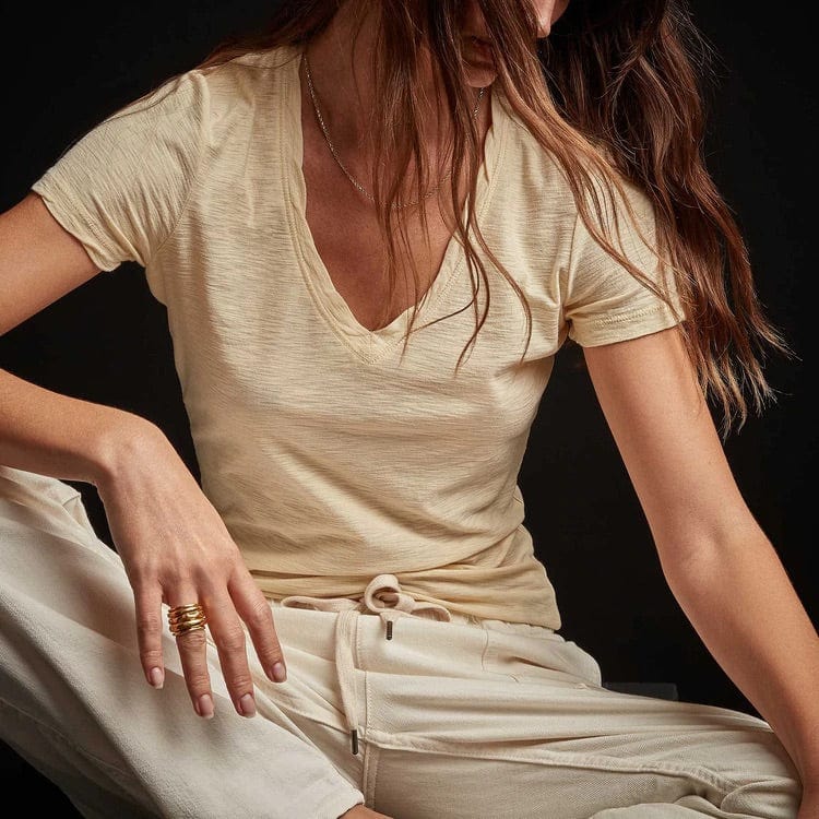 Shirts & Tops James Perse Casual V-Neck Tee - Cotton Slub Top Rosy Brown