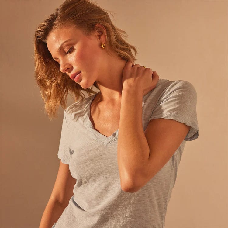 Shirts & Tops James Perse Casual V Neck Tee - Fitted Cotton Slub Rosy Brown