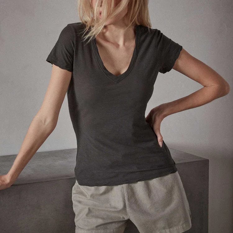 Shirts & Tops James Perse Casual V-Neck Tee - Everyday Cotton Basic Dim Gray