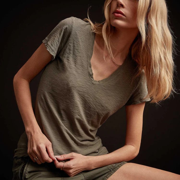 Shirts & Tops James Perse Casual V-Neck Tee - Cotton Slub Top Black