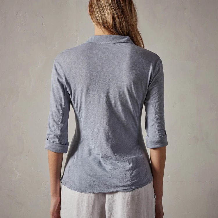 Shirts & Tops James Perse Contrast Panel Shirt - Ribbed Cotton Button-Down Dark Gray